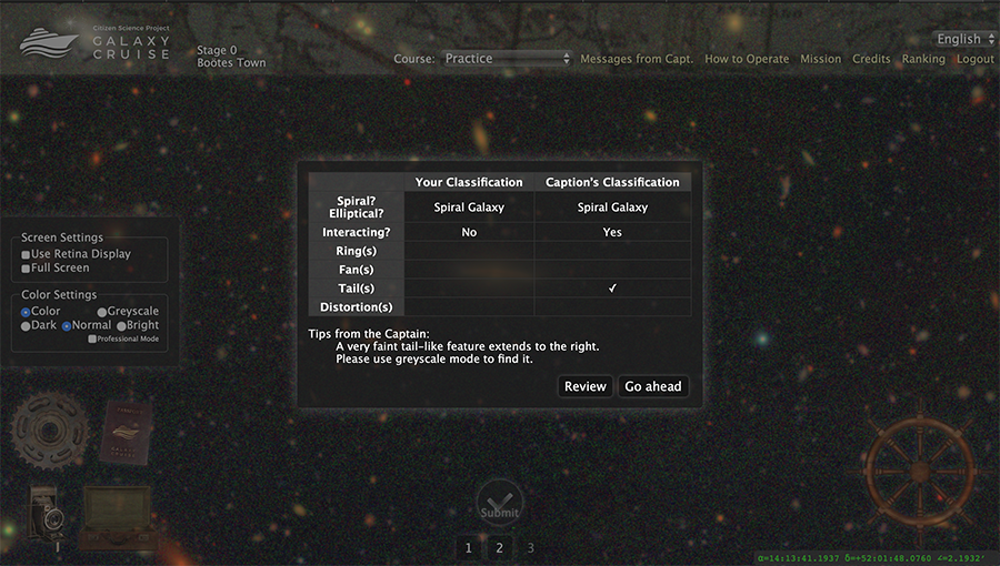 Compare your classification with the Captain's
